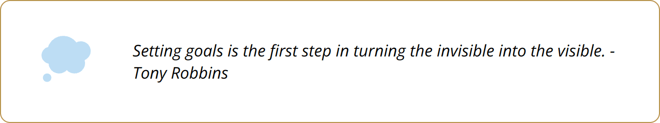 Quote - Setting goals is the first step in turning the invisible into the visible. - Tony Robbins