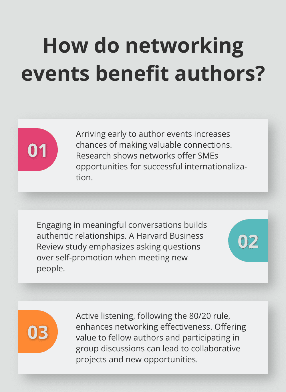 Fact - How do networking events benefit authors?