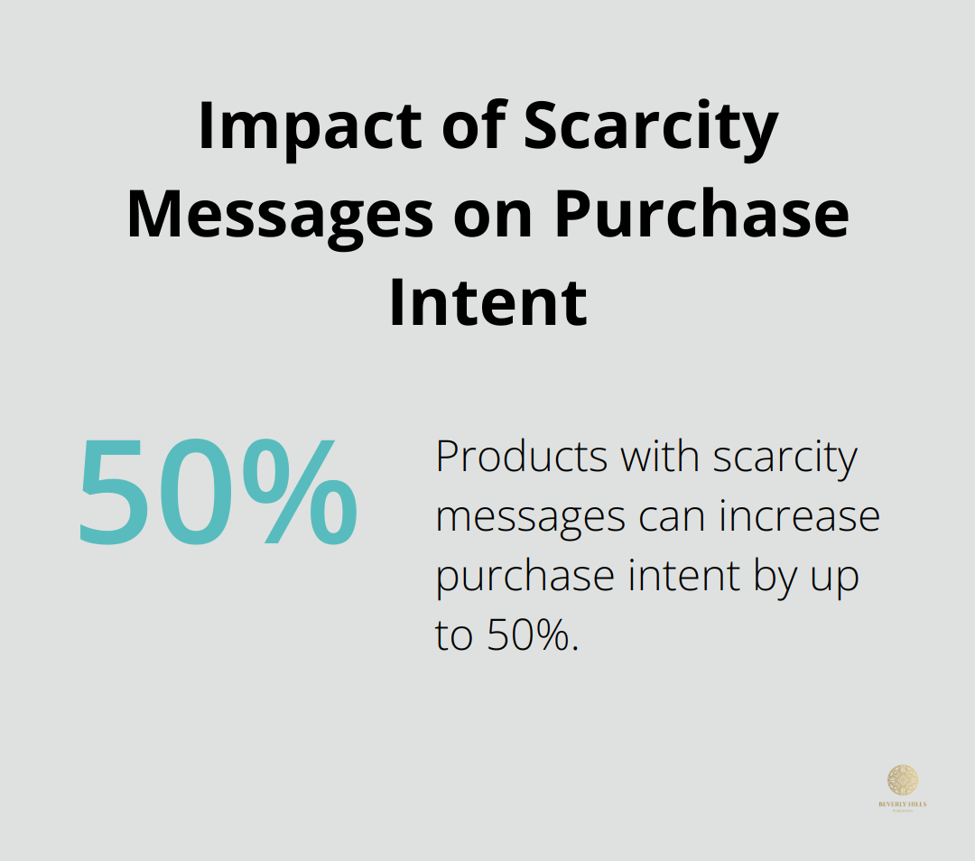 Percentage chart showing that products with a scarcity message can increase purchase intent by up to 50%. - strategic marketing book